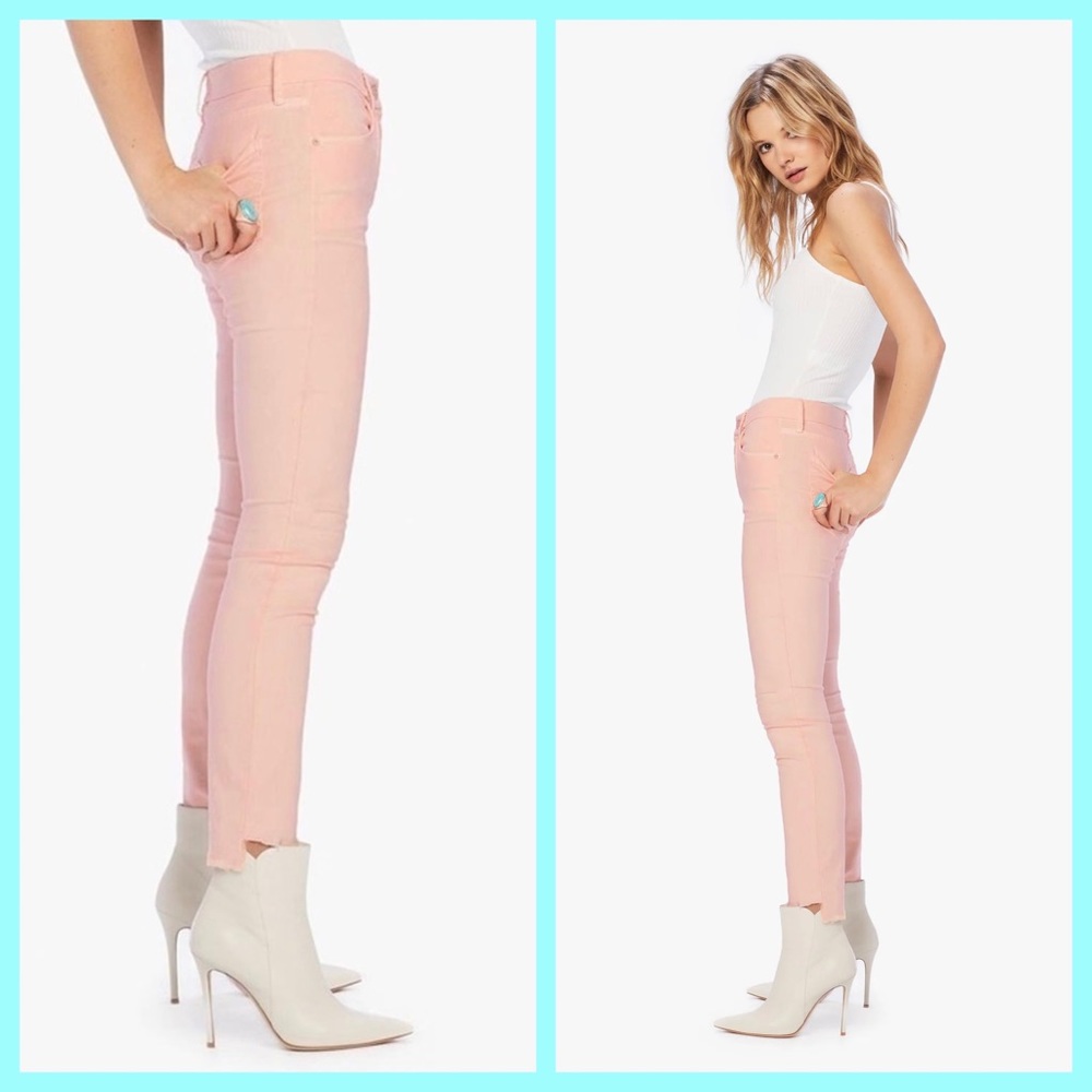 Mother Pink Lemonade Looker Ankle Step Fray Jeans - Picture 4 of 12